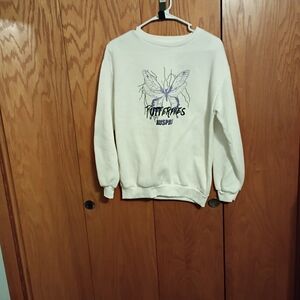 Source Unknown White Sweatshirt with Purple Butterfly Design
